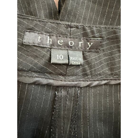 Theory Straight Leg Tailored Pinstripe Pants Black 10 - Picture 5 of 6